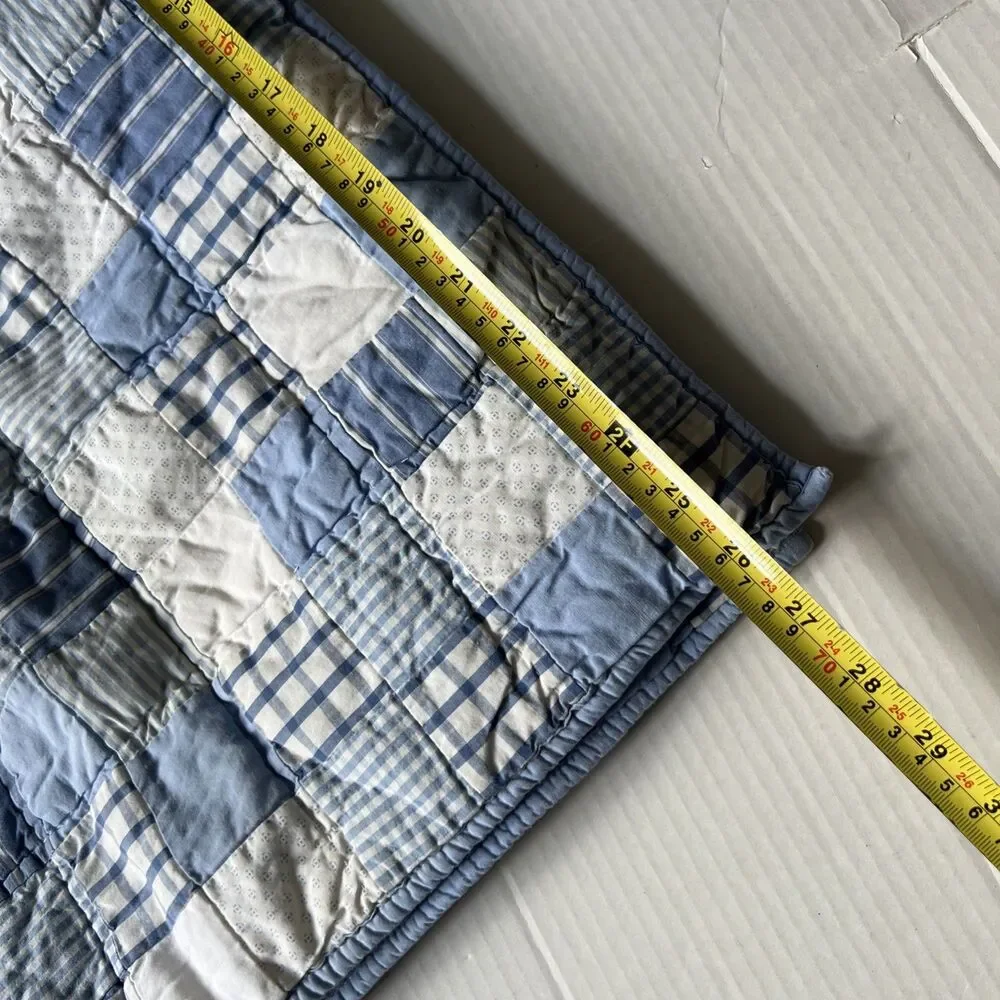Pottery Barn Kids Blue White Patchwork Plaid Quilt 26x18
